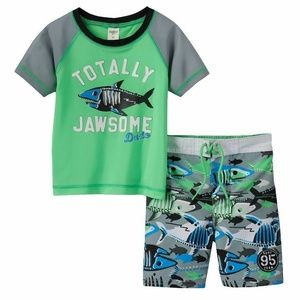 OshKosh Shark Theme Rashguard Swim Set TWINS